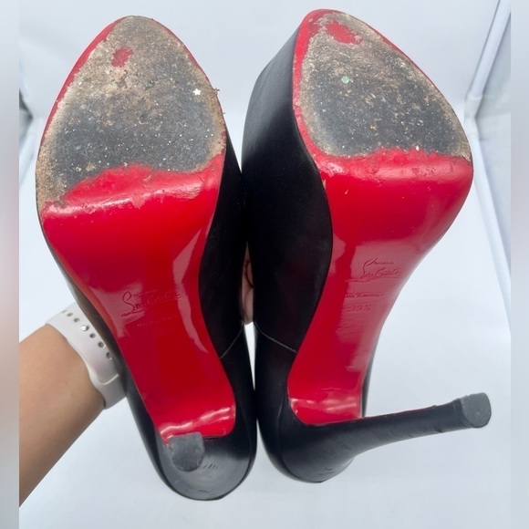 Christian Louboutin Black Leather Peep toe Highness pumps 160mm 39.5 - Picture 12 of 13